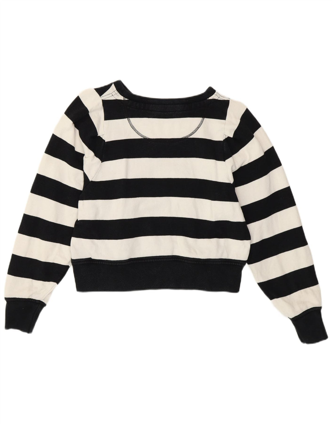 Jack Wills Womens Crop Sweatshirt Jumper UK 8 Small White Striped Nautical