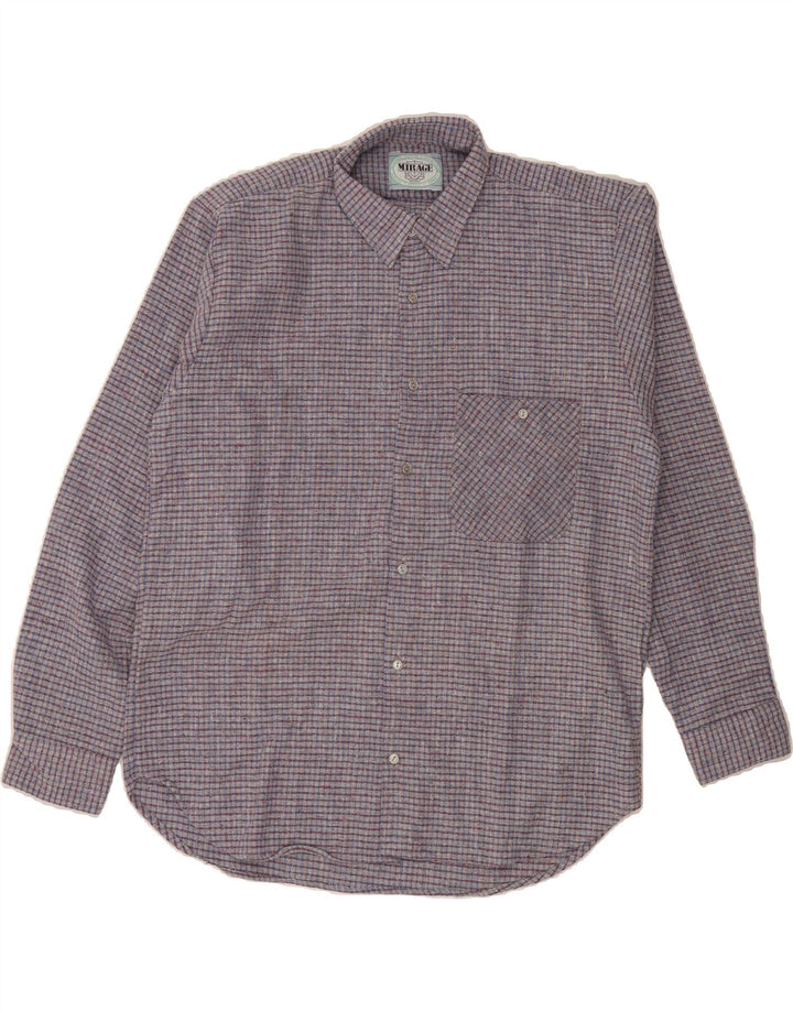 MIRAGE Mens Flannel Shirt Large Grey Check Polyester Vintage Mirage and Second-Hand Mirage from Messina Hembry 
