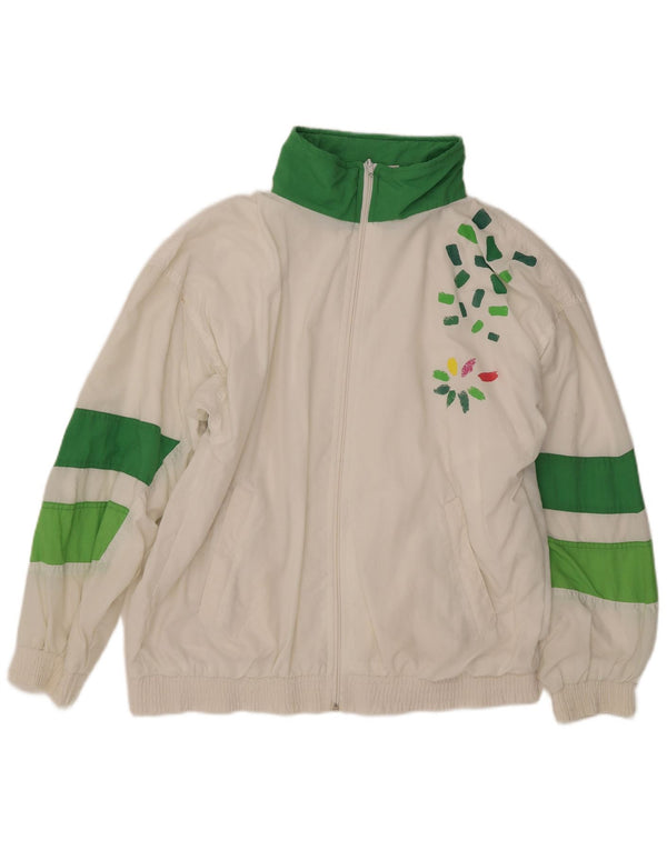 Vintage Mens Graphic Windbreaker Jacket UK 40 Large White Colourblock