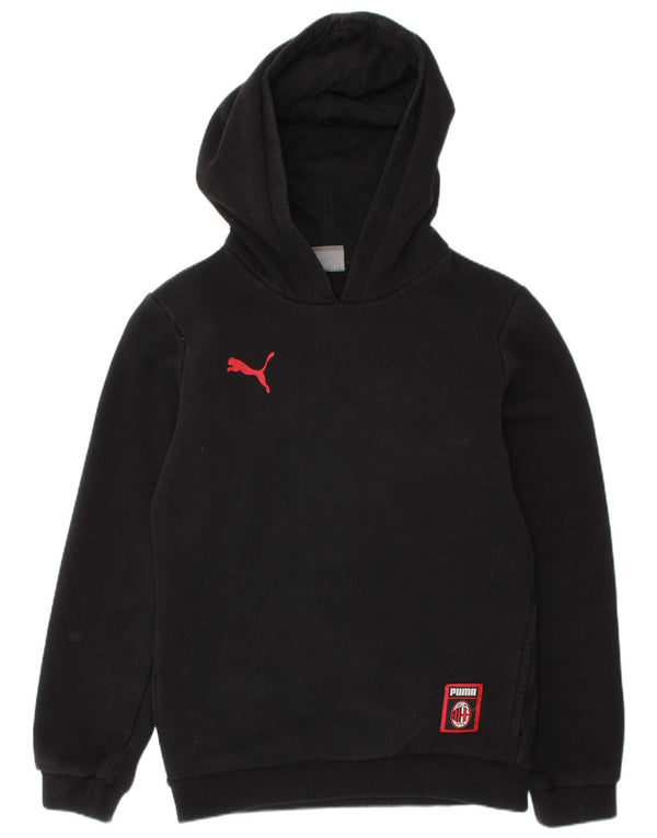 Puma Boys AC Milan Graphic Hoodie Jumper 7-8 Years Black Cotton