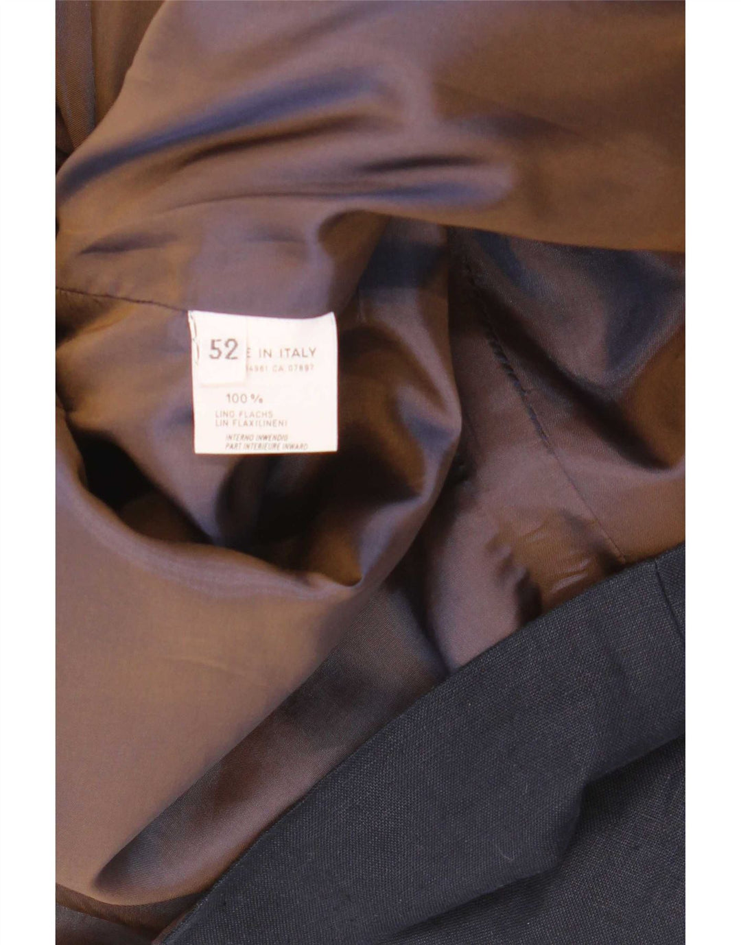 Benetton Mens Double Breasted Blazer Jacket IT 52 XL Navy Blue Linen