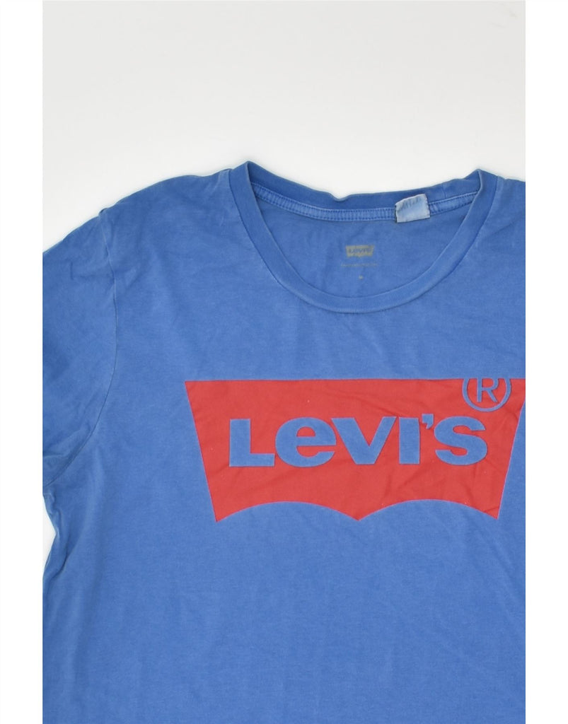 LEVI'S Womens Graphic T-Shirt Top UK 14 Medium Blue Cotton | Vintage Levi's | Thrift | Second-Hand Levi's | Used Clothing | Messina Hembry 