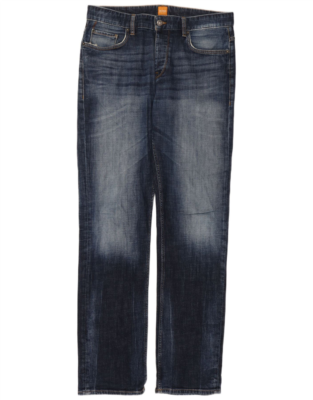 Hugo Boss Mens Straight Jeans W34 L36 Blue Cotton