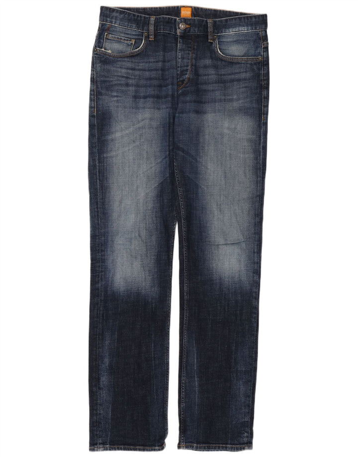 Hugo Boss Mens Straight Jeans W34 L36 Blue Cotton