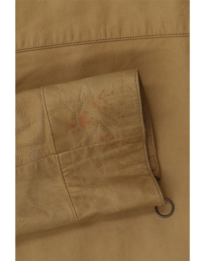 Conbipel Womens Leather Jacket IT 42 Medium Beige Leather