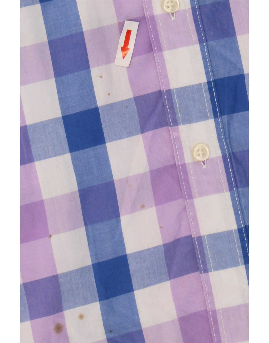 Chaps Mens Easy Care Short Sleeve Shirt 2XL Blue Gingham Cotton