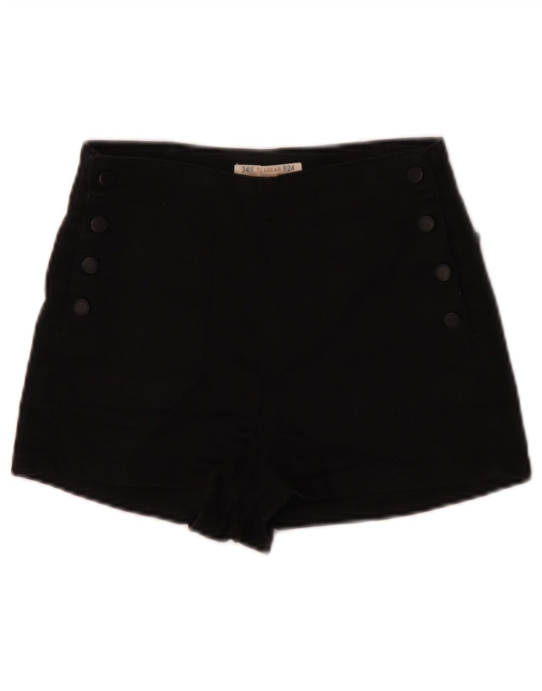 Pull & Bear Womens Hot Pants EU 34 2XS W24 Black Cotton