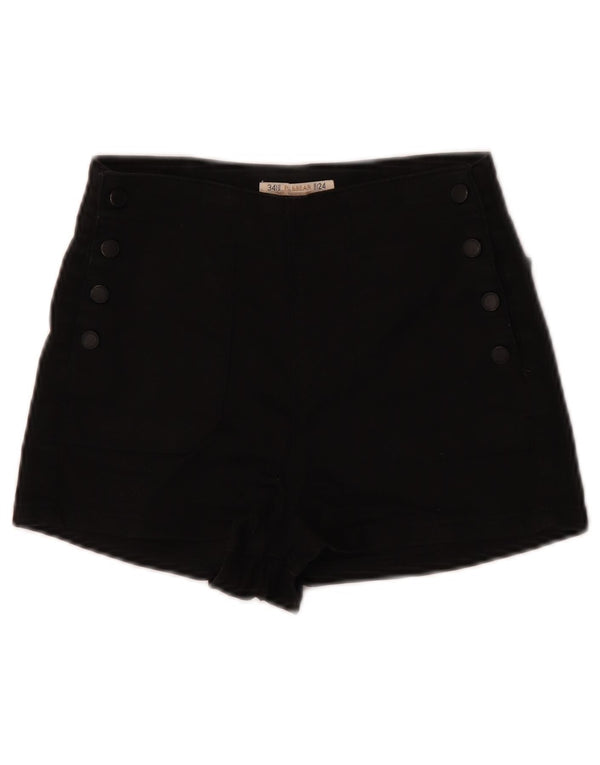 Pull & Bear Womens Hot Pants EU 34 2XS W24 Black Cotton