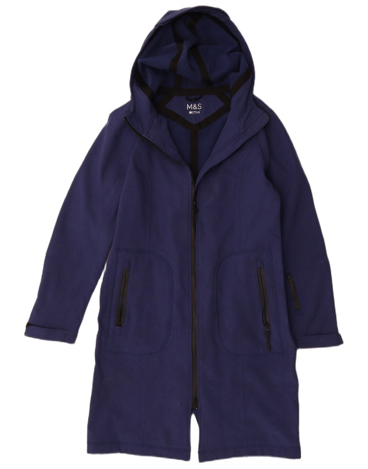Marks & Spencer Womens Hooded Raincoat UK 14 Medium Navy Blue