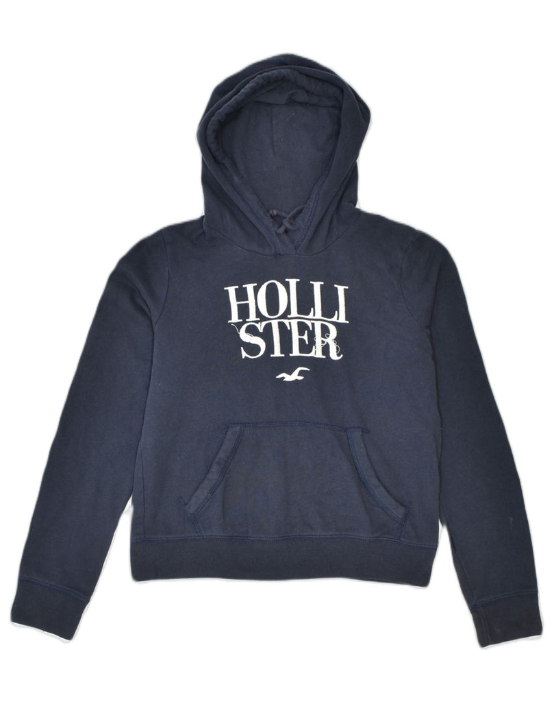 HOLLISTER Womens Oversized Graphic Hoodie Jumper UK 10 Small Navy Blue | Vintage | Thrift | Second-Hand | Used Clothing | Messina Hembry 