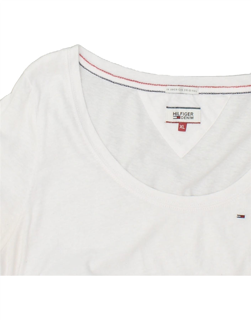 TOMMY HILFIGER Womens T-Shirt Top UK 18 XL White | Vintage Tommy Hilfiger | Thrift | Second-Hand Tommy Hilfiger | Used Clothing | Messina Hembry 