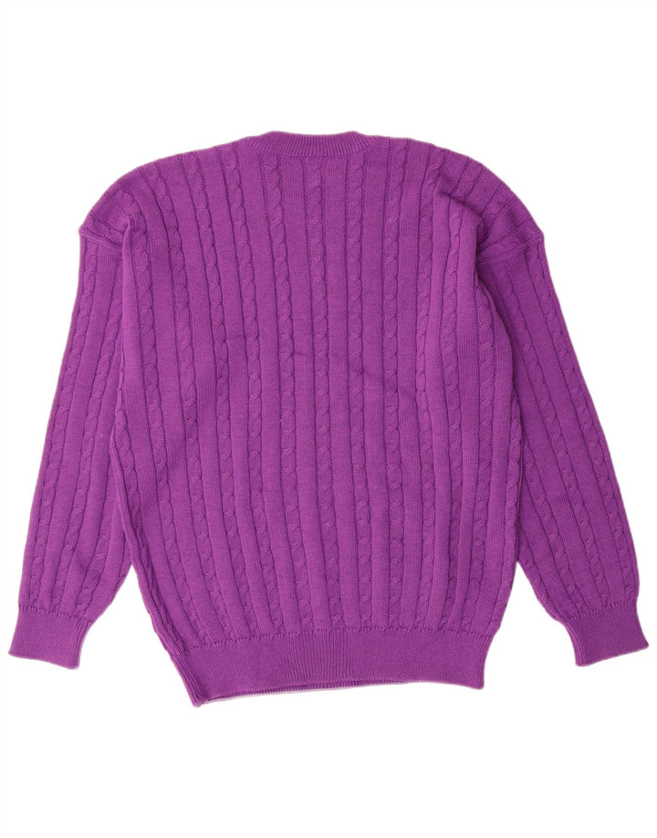 NAVIGARE Mens Crew Neck Jumper Sweater Large Purple Wool