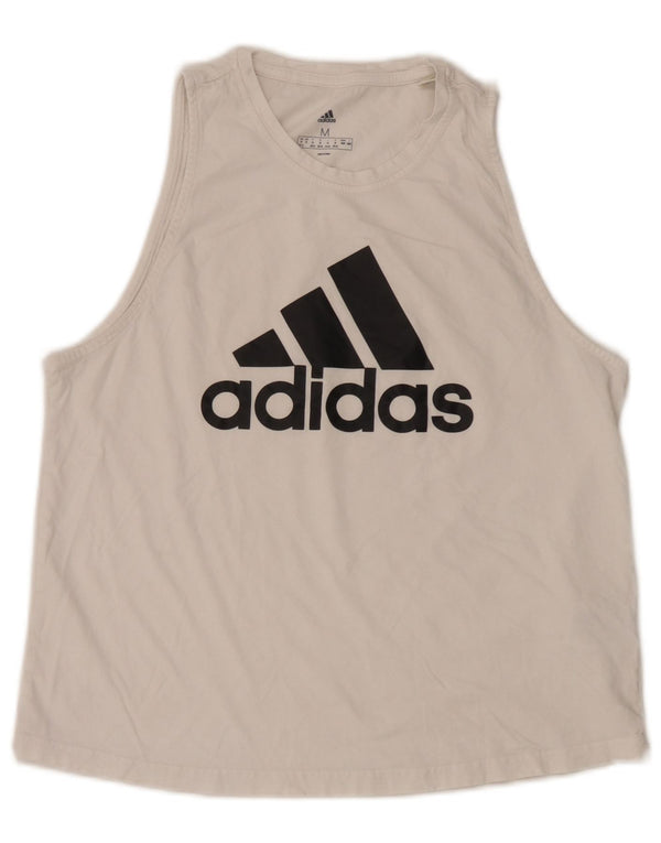 Adidas Womens Graphic Vest Top UK 12/14 Medium White Cotton