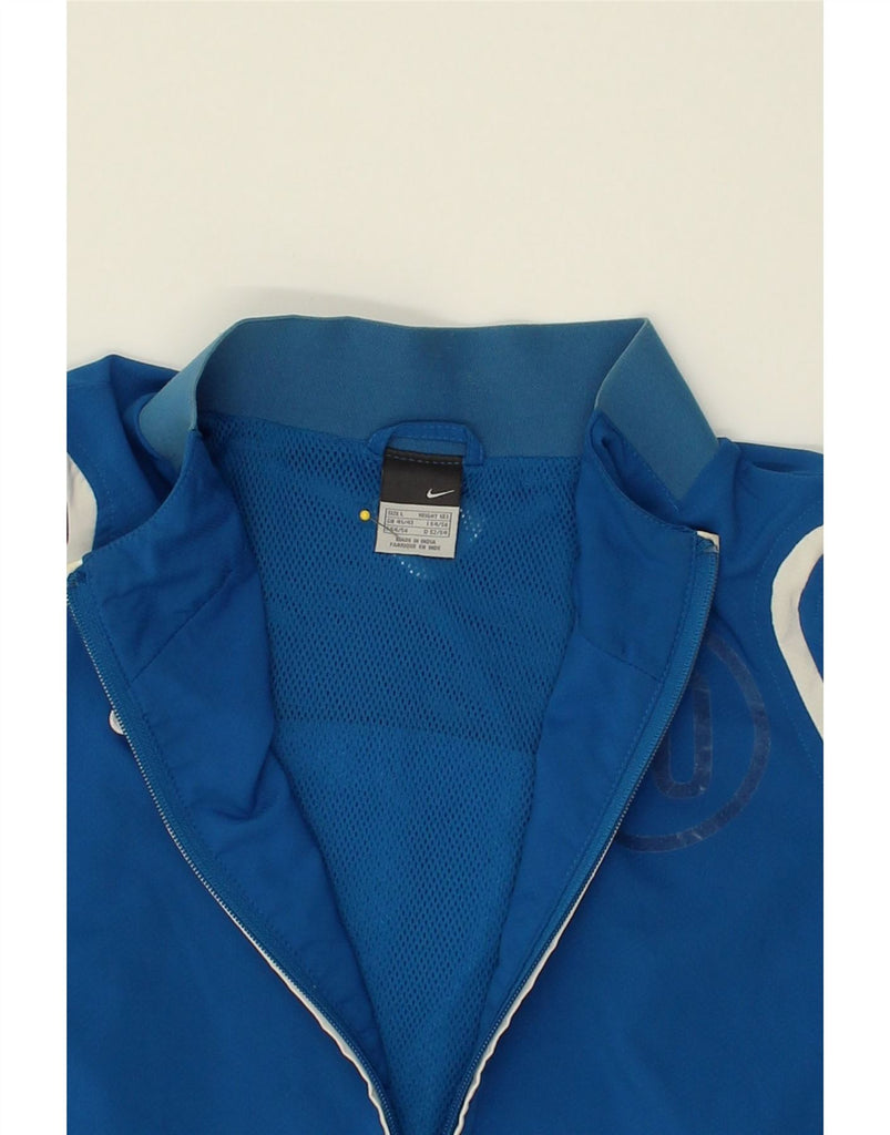 NIKE Mens Graphic Tracksuit Top Jacket UK 41/43 Large Blue Polyester | Vintage Nike | Thrift | Second-Hand Nike | Used Clothing | Messina Hembry 