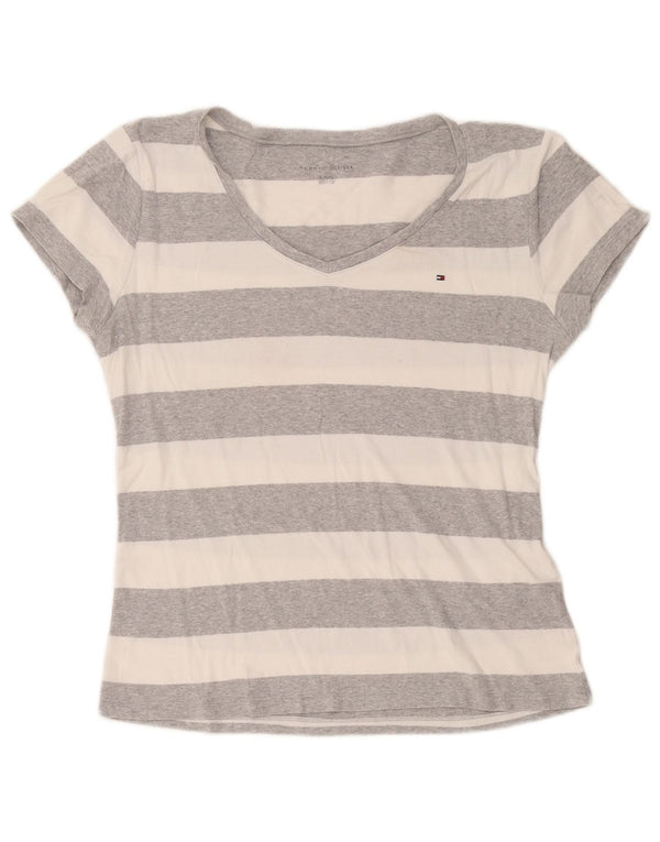 Tommy Hilfiger Womens T-Shirt Top UK 18 XL Grey Striped