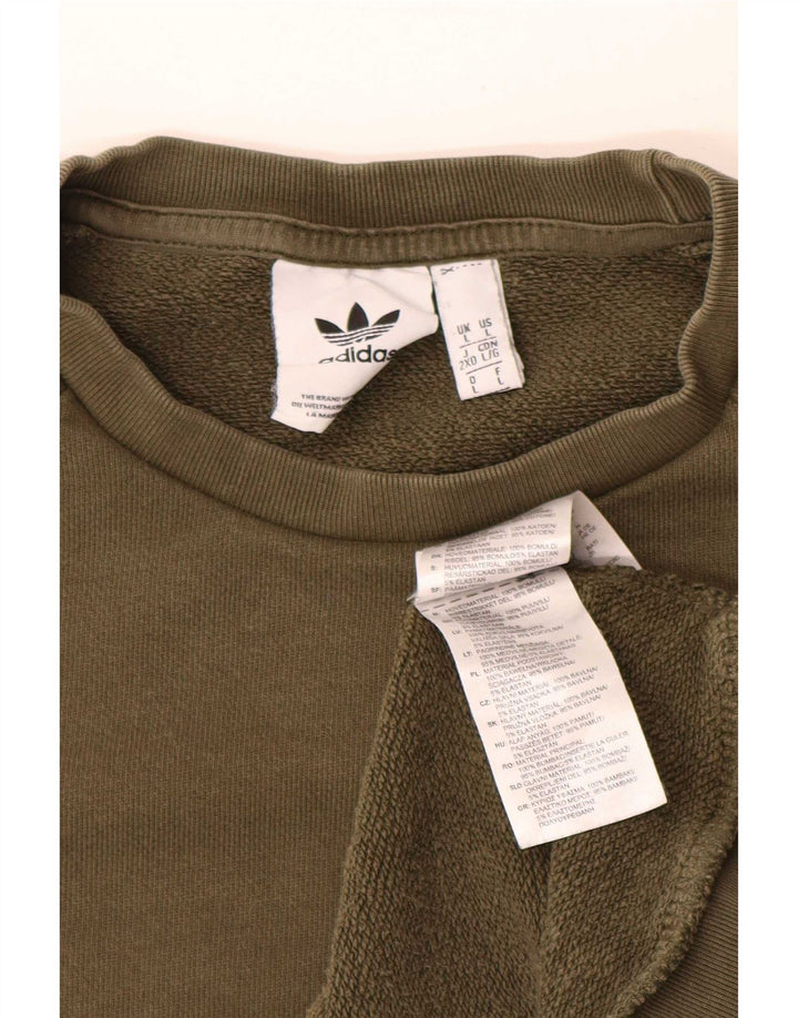 Adidas Mens Sweatshirt Jumper Large Khaki Cotton