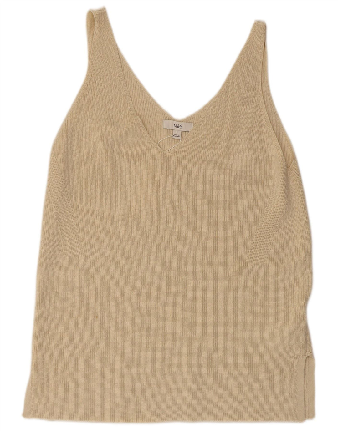 Marks & Spencer Womens Vest Top UK 14 Large Beige Cotton