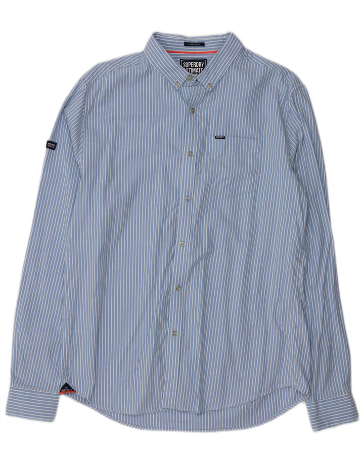 SUPERDRY Mens Regular Fit Shirt XL Blue Pinstripe