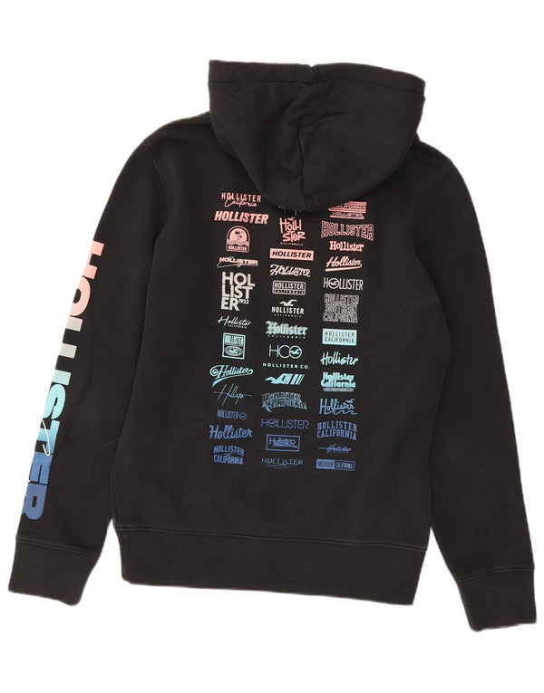Hollister Mens Graphic Hoodie Jumper Small Black Cotton