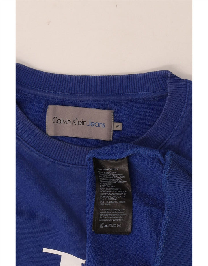 Calvin Klein Jeans Mens Graphic Sweatshirt Jumper Medium Blue Cotton