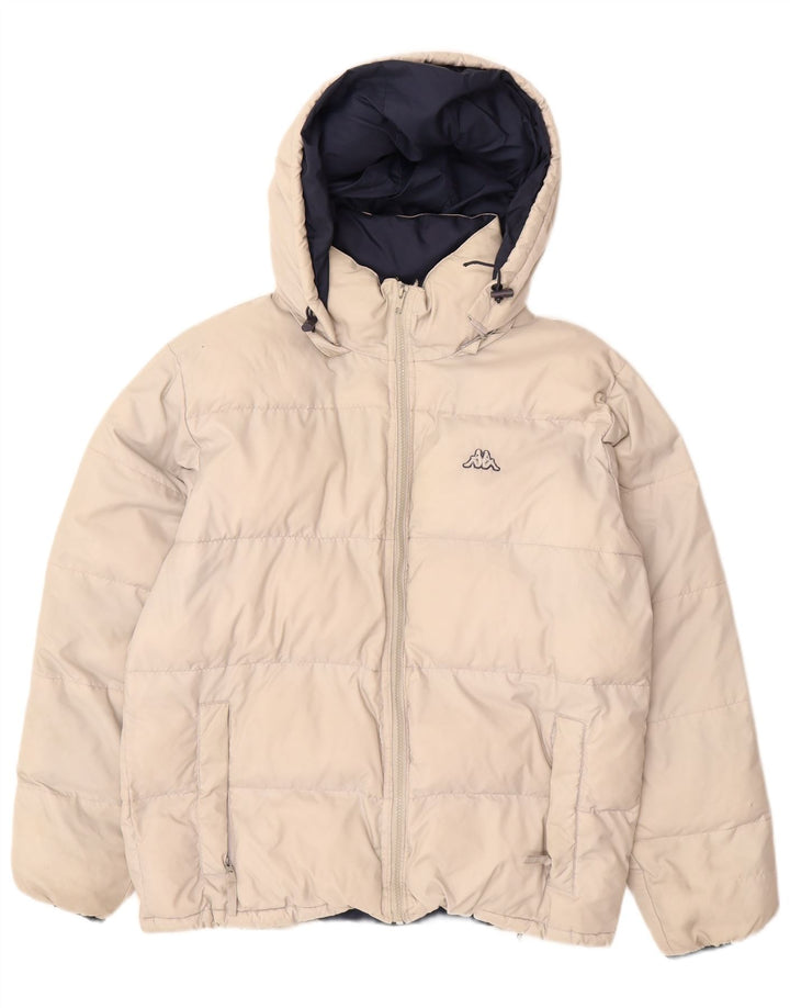 Kappa Mens Hooded Padded Jacket UK 36 Small Off White Polyamide