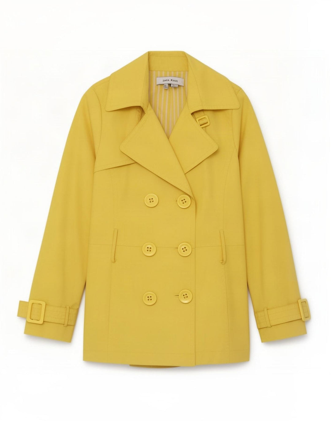Zara Womens Trench Coat UK 10 Small Yellow Polyester