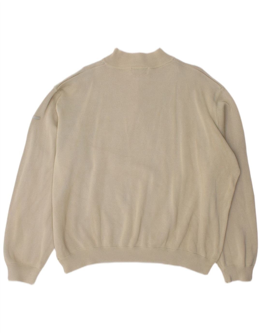 Marks & Spencer Mens Zip Neck Jumper Sweater 2XL Beige Cotton