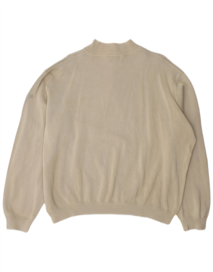 Marks & Spencer Mens Zip Neck Jumper Sweater 2XL Beige Cotton
