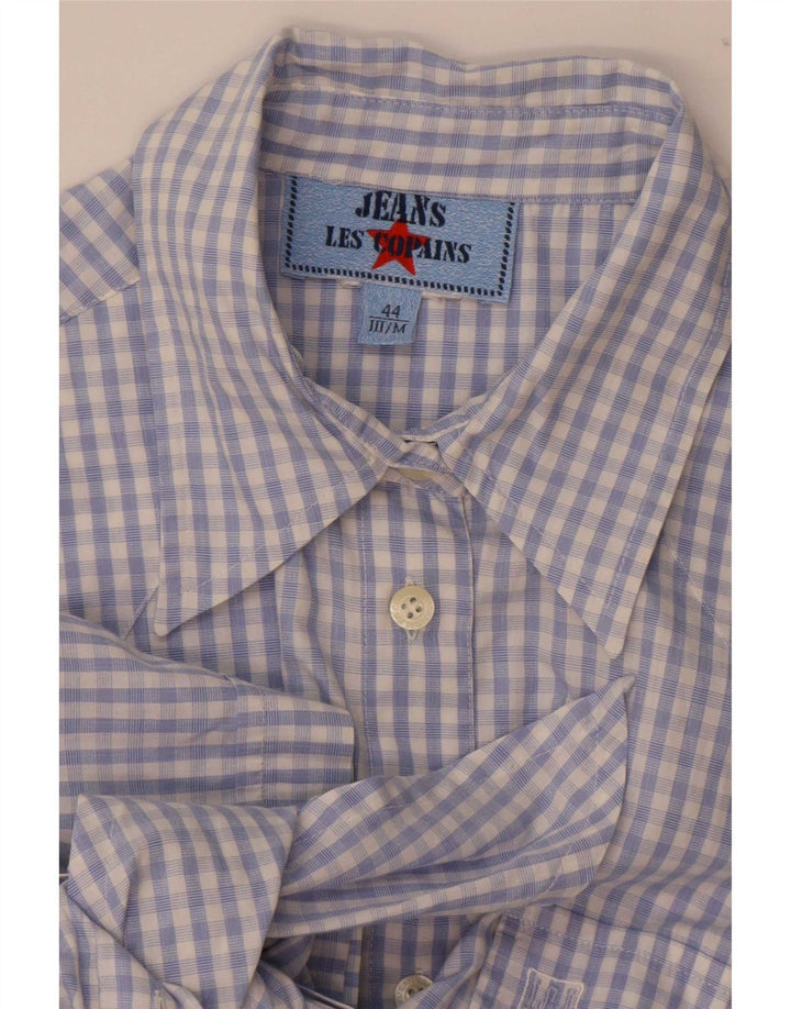 Les Copains Womens Short Sleeve Shirt Blouse IT 44 Medium Blue Gingham