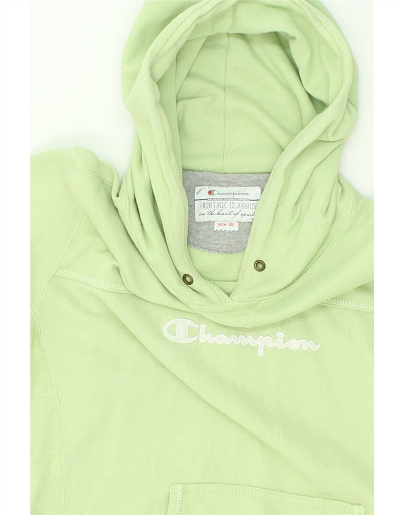 CHAMPION Womens Graphic Hoodie Jumper XL Green Cotton | Vintage Champion | Thrift | Second-Hand Champion | Used Clothing | Messina Hembry 