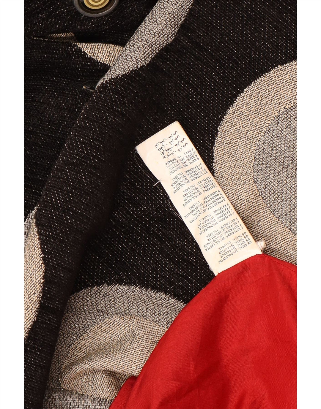 Desigual Womens Overcoat EU 38 Medium Black Geometric Polyester