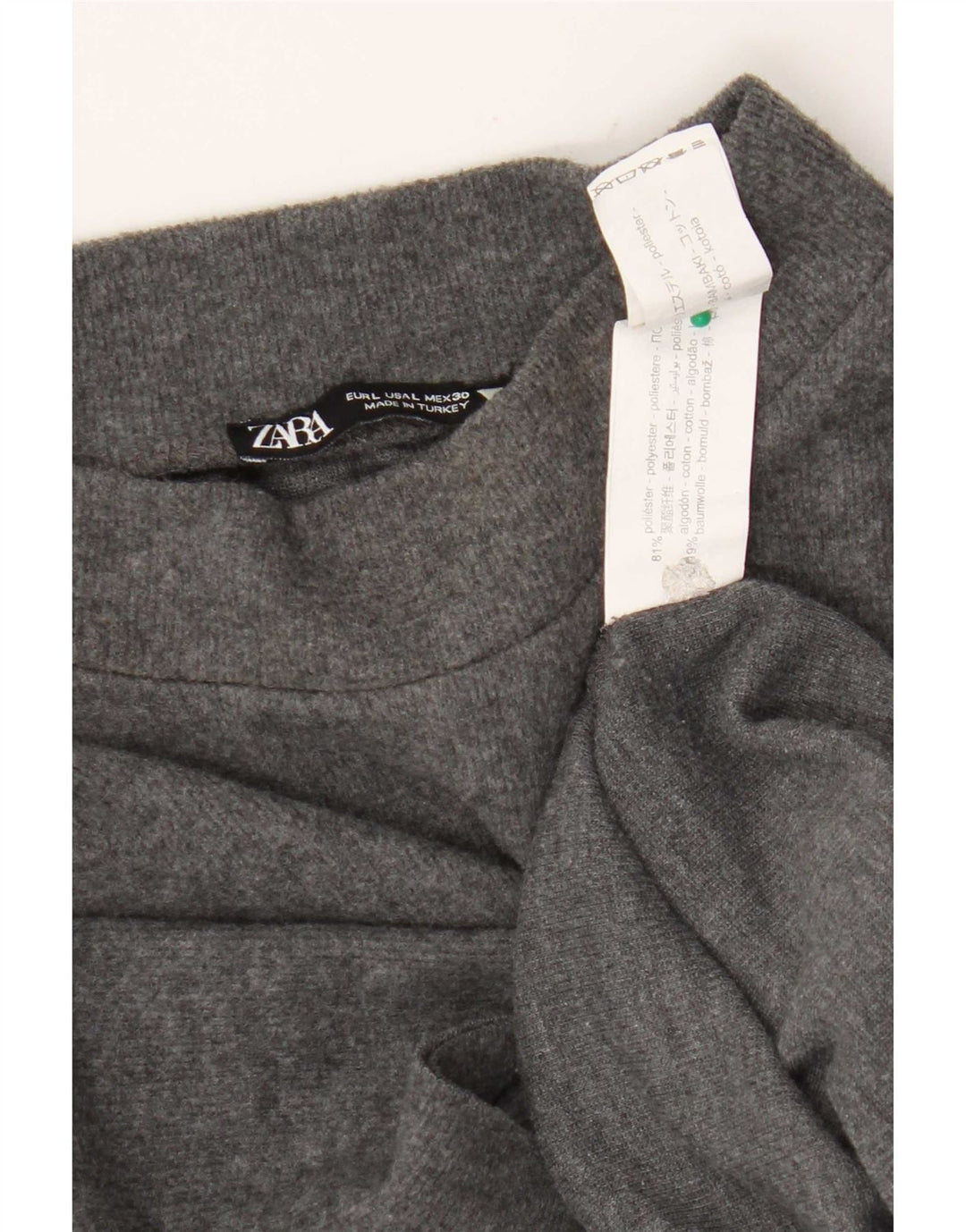 Zara Womens T-Shirt Top UK 14 Large Grey Polyester