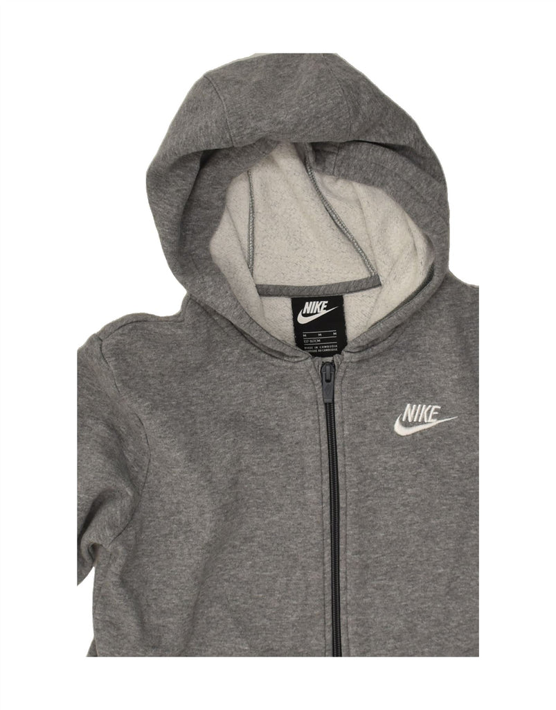 NIKE Boys Zip Hoodie Sweater 10-11 Years Medium Grey Cotton | Vintage Nike | Thrift | Second-Hand Nike | Used Clothing | Messina Hembry 