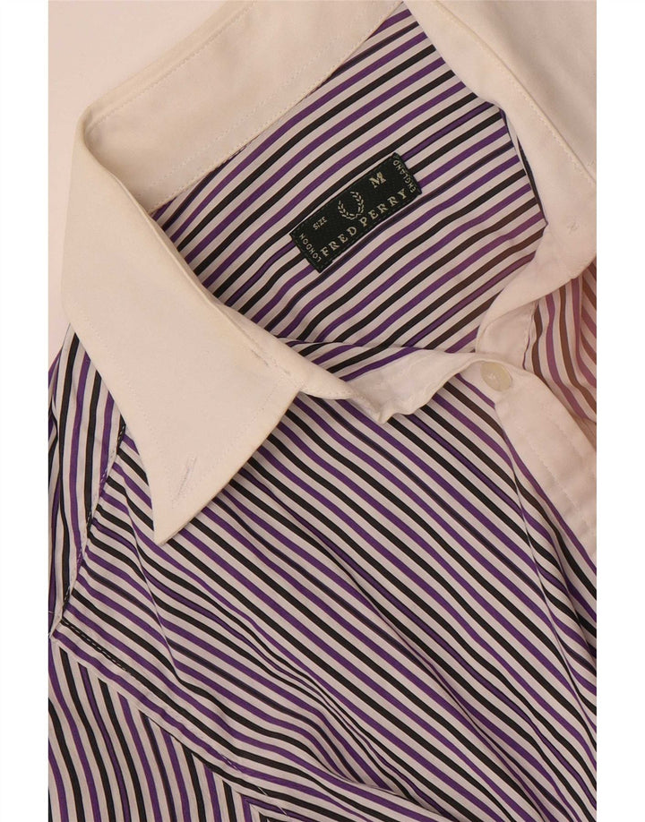 Fred Perry Womens Formal Shirt UK 12 Medium Purple Pinstripe