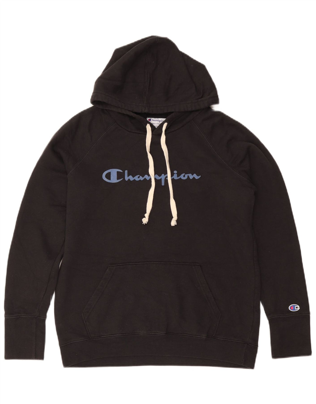 CHAMPION Mens Graphic Hoodie Jumper Small Black Cotton