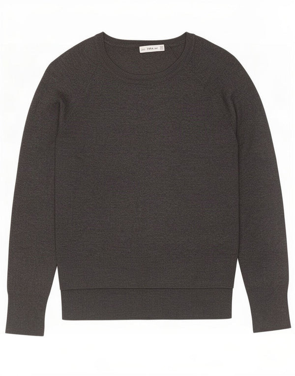Zara Womens Boat Neck Jumper Sweater UK 14 Medium Grey Viscose