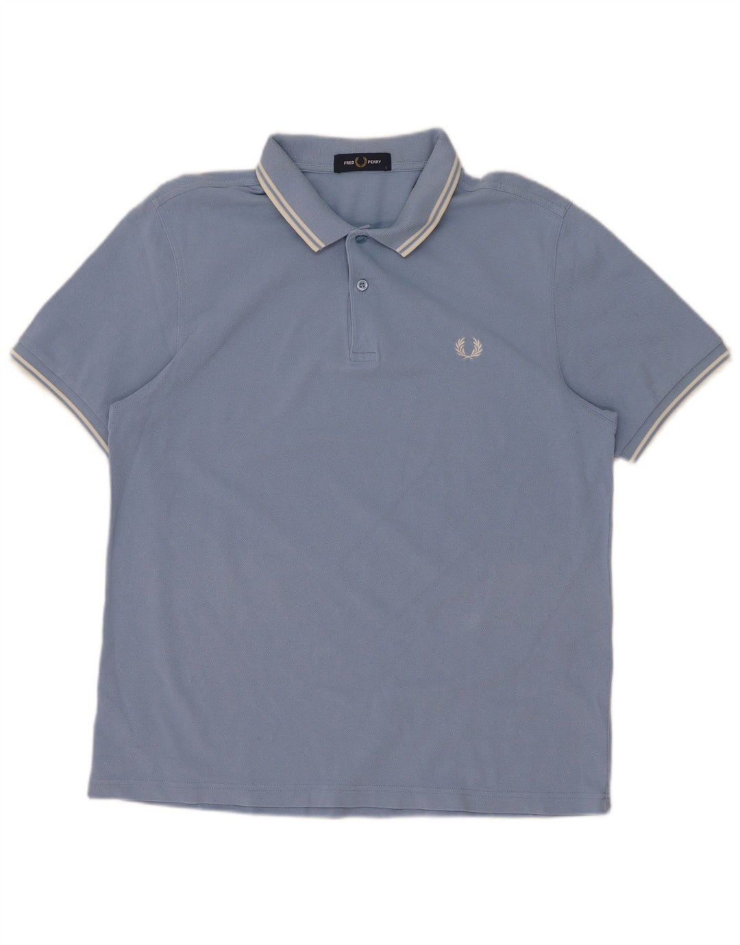 Fred Perry Mens Polo Shirt Large Blue Striped Cotton