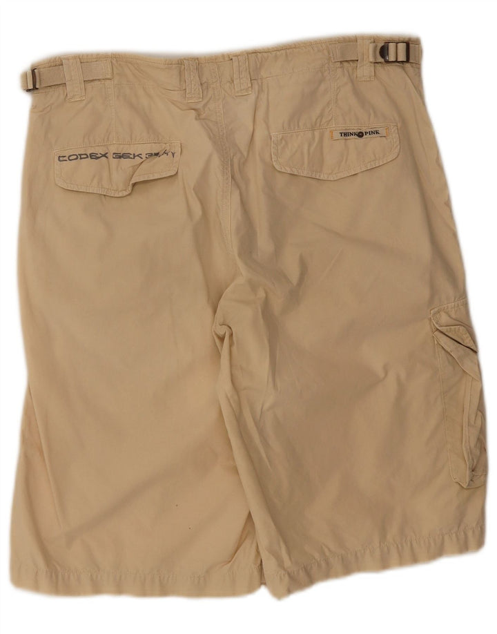Think Pink Mens Cargo Shorts IT 50 Large W34 Beige Cotton