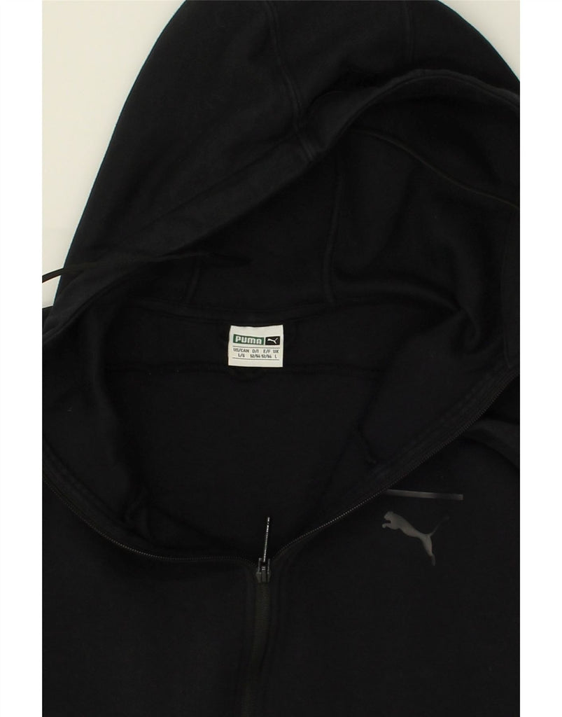 PUMA Mens Zip Hoodie Sweater Large Black Cotton | Vintage Puma | Thrift | Second-Hand Puma | Used Clothing | Messina Hembry 