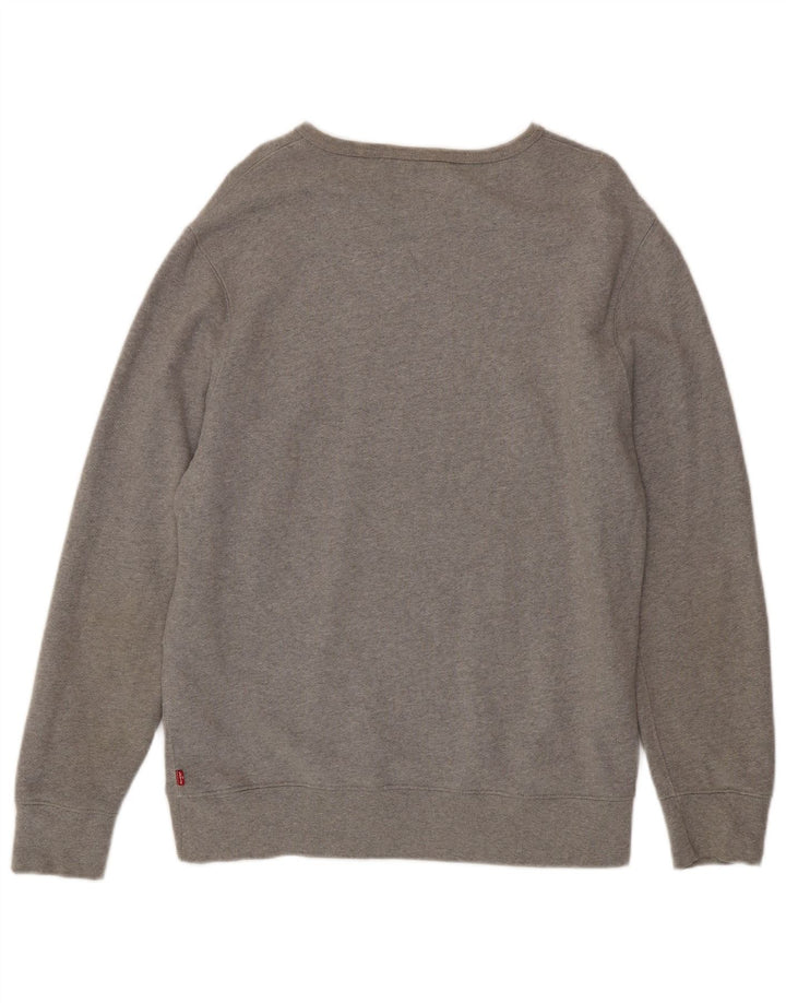 Levi's Mens Graphic Sweatshirt Jumper Large Grey Flecked Cotton