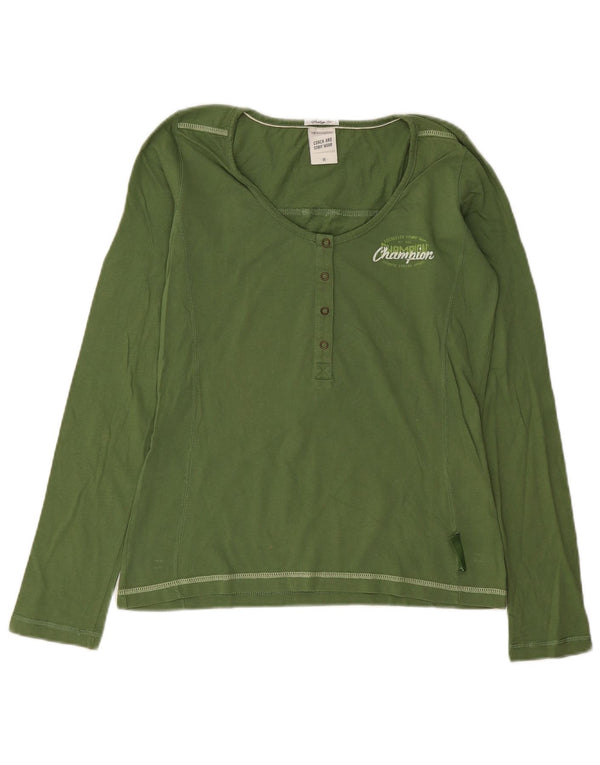 Champion Womens Heritage Fit Top Long Sleeve UK 12 Medium Green