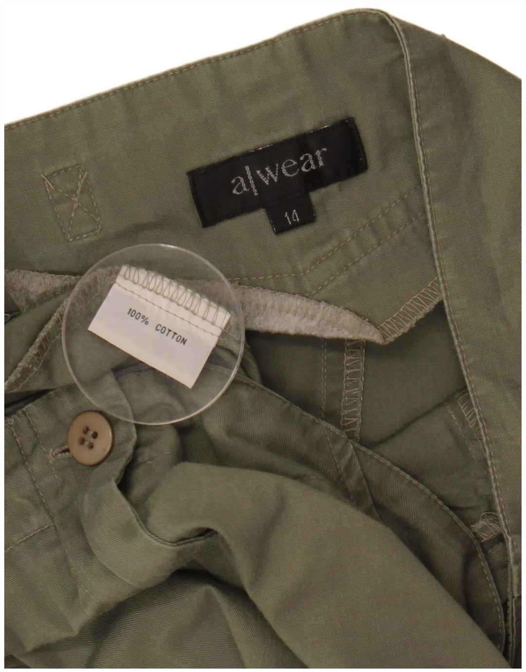 Awear Womens A-Line Skirt US 14 XL W33  Green Cotton