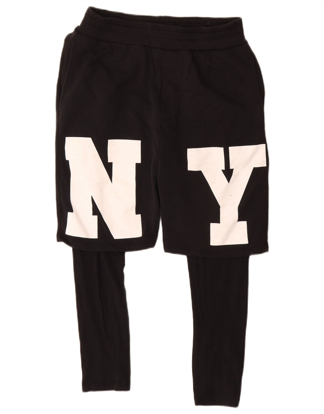 Zara Mens Graphic Sport Shorts Medium Black Cotton