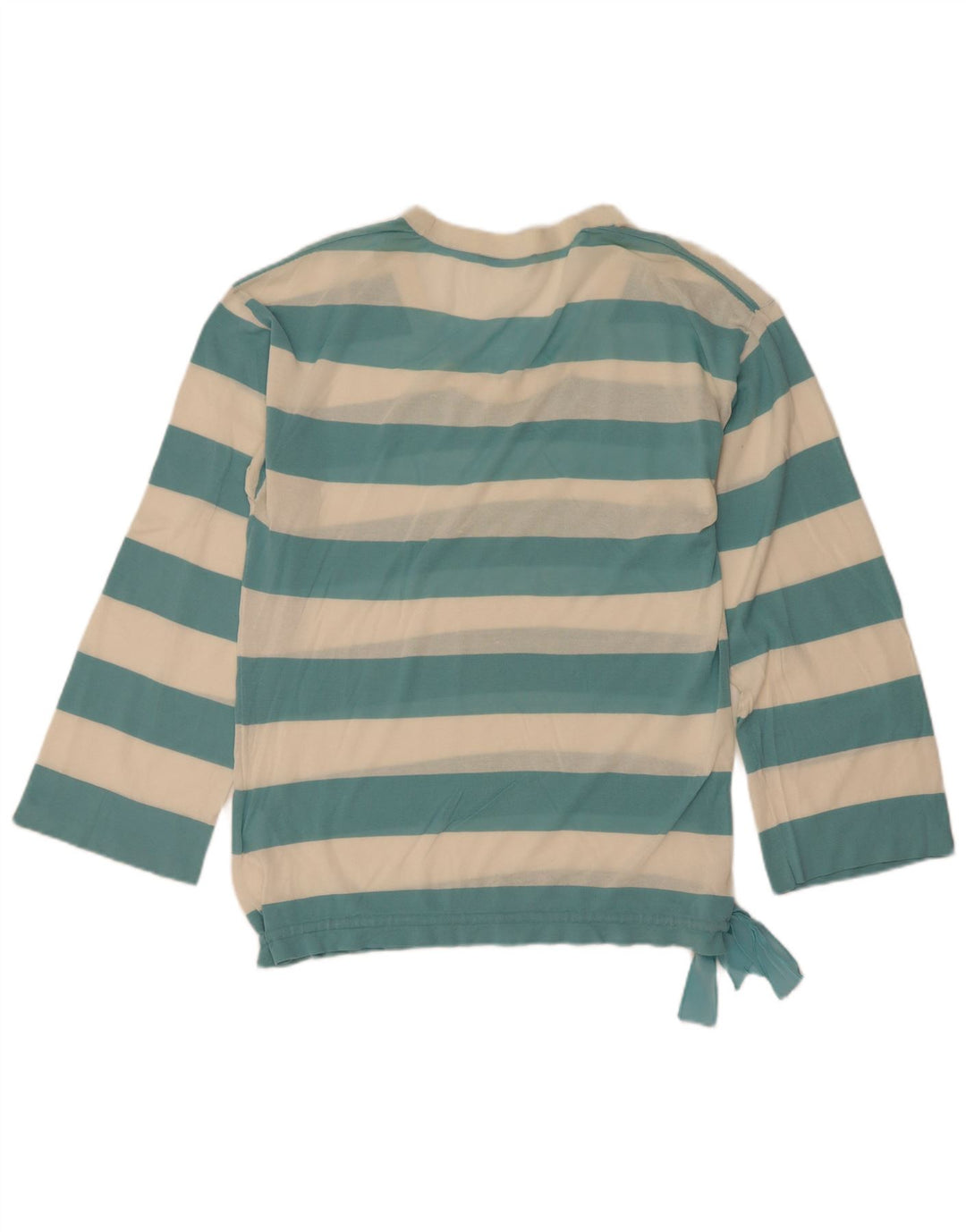Hugo Boss Womens See Through Top Long Sleeve UK 10 Small Blue Striped
