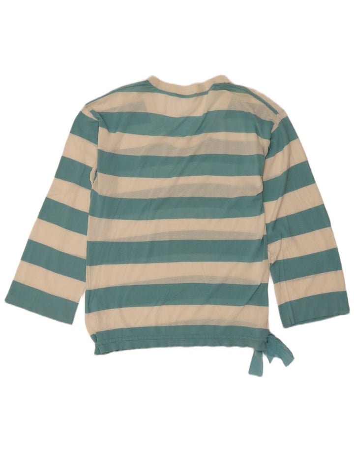 Hugo Boss Womens See Through Top Long Sleeve UK 10 Small Blue Striped
