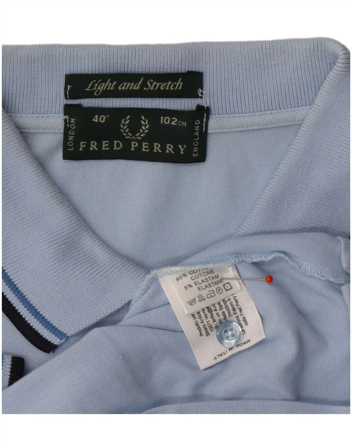 FRED PERRY Mens Light and Stretch Polo Shirt Small Blue Cotton