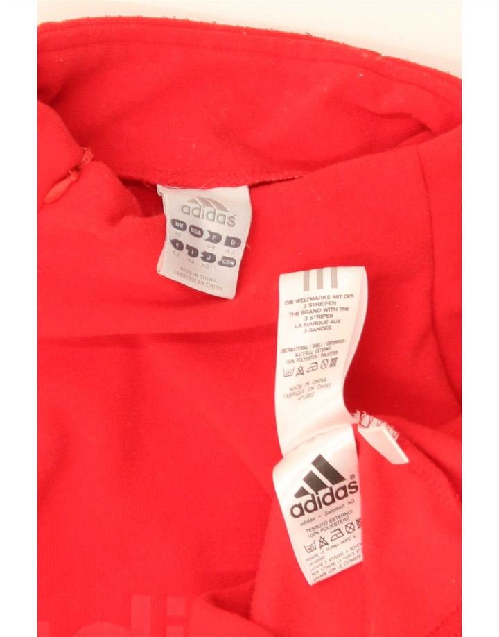 Adidas Womens Graphic Zip Neck Fleece Jumper UK 16 Large Red Polyester
