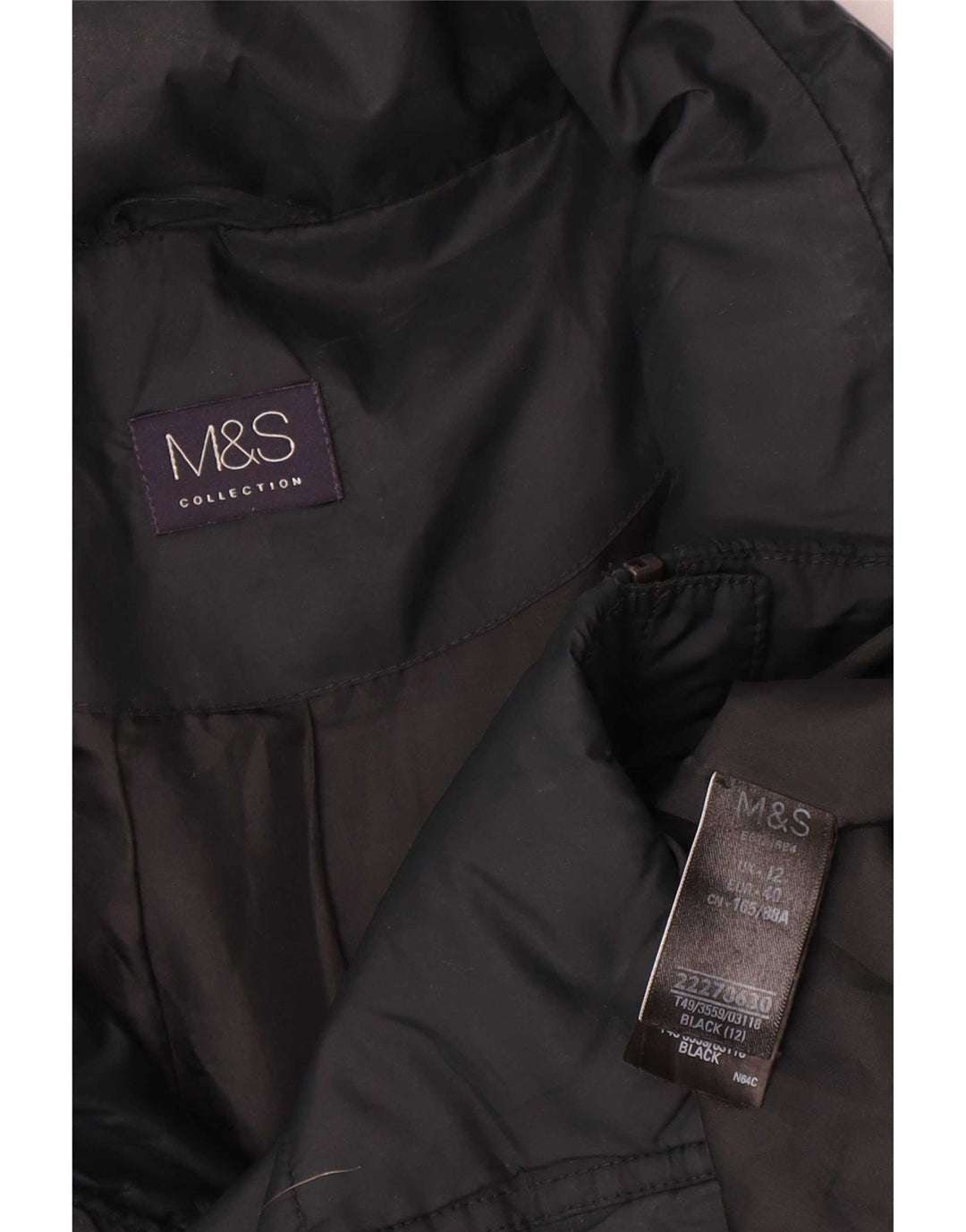 Marks & Spencer Womens Padded Jacket UK 12 Medium Navy Blue Polyester