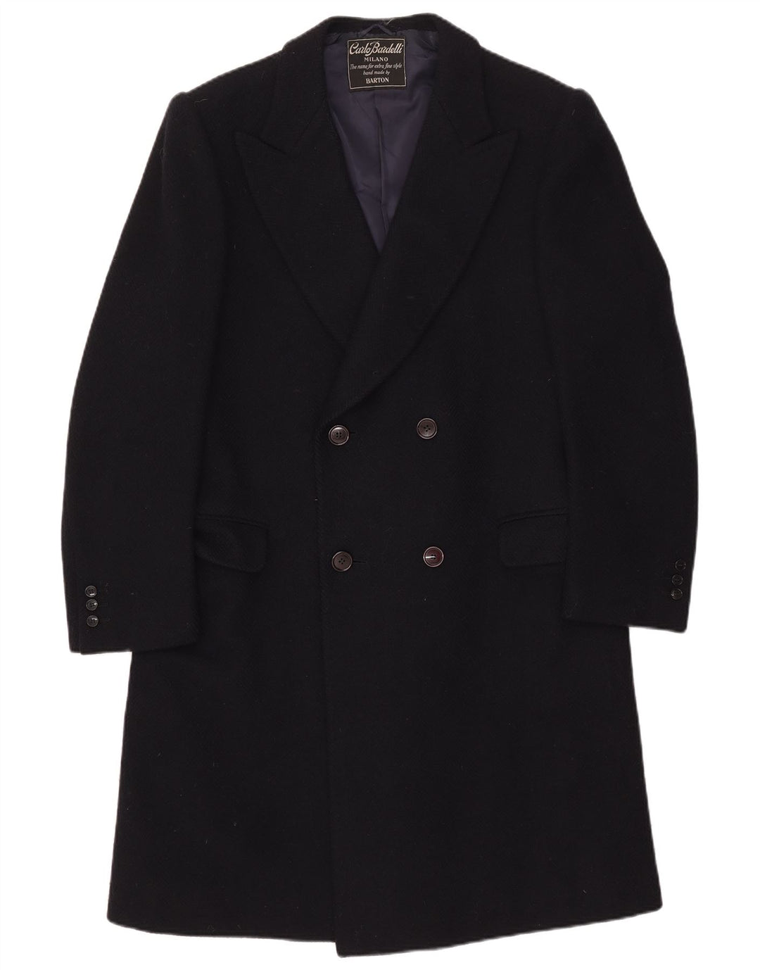 Carlo Bardelli Mens Double Breasted Coat UK 36 Small Navy Blue
