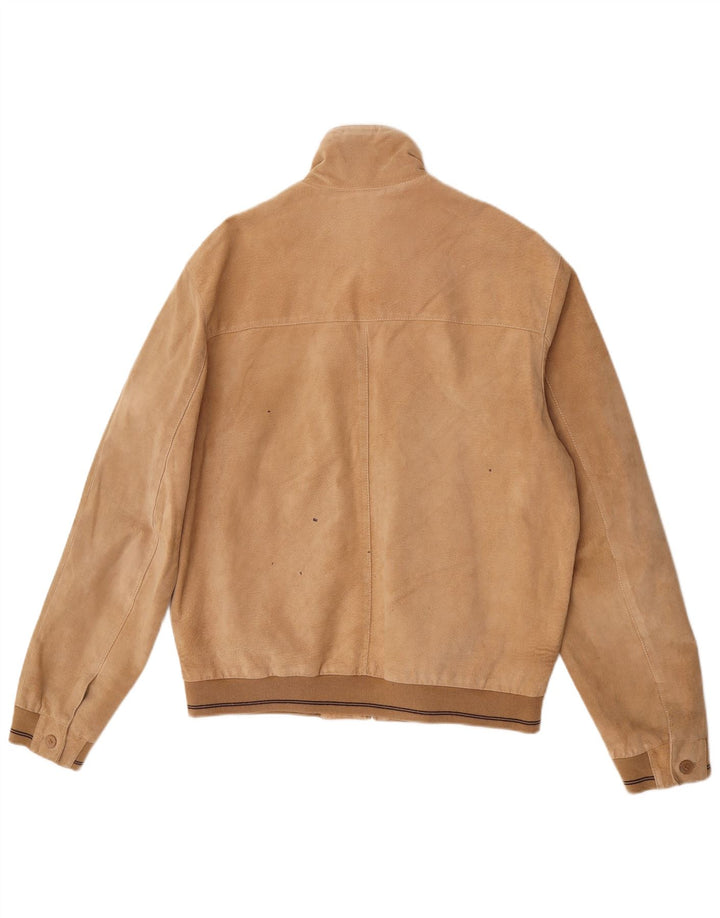 Vintage Mens Suede Bomber Jacket IT 50 Large Brown Leather